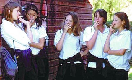 Teenager girls smoking